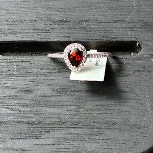 ❤️ NWT .925 Sterling Silver Genuine Garnet & Diamond Accent Ring – Size 11